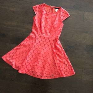 B Darlin coral dress w/ polkadot overlay size 5/6